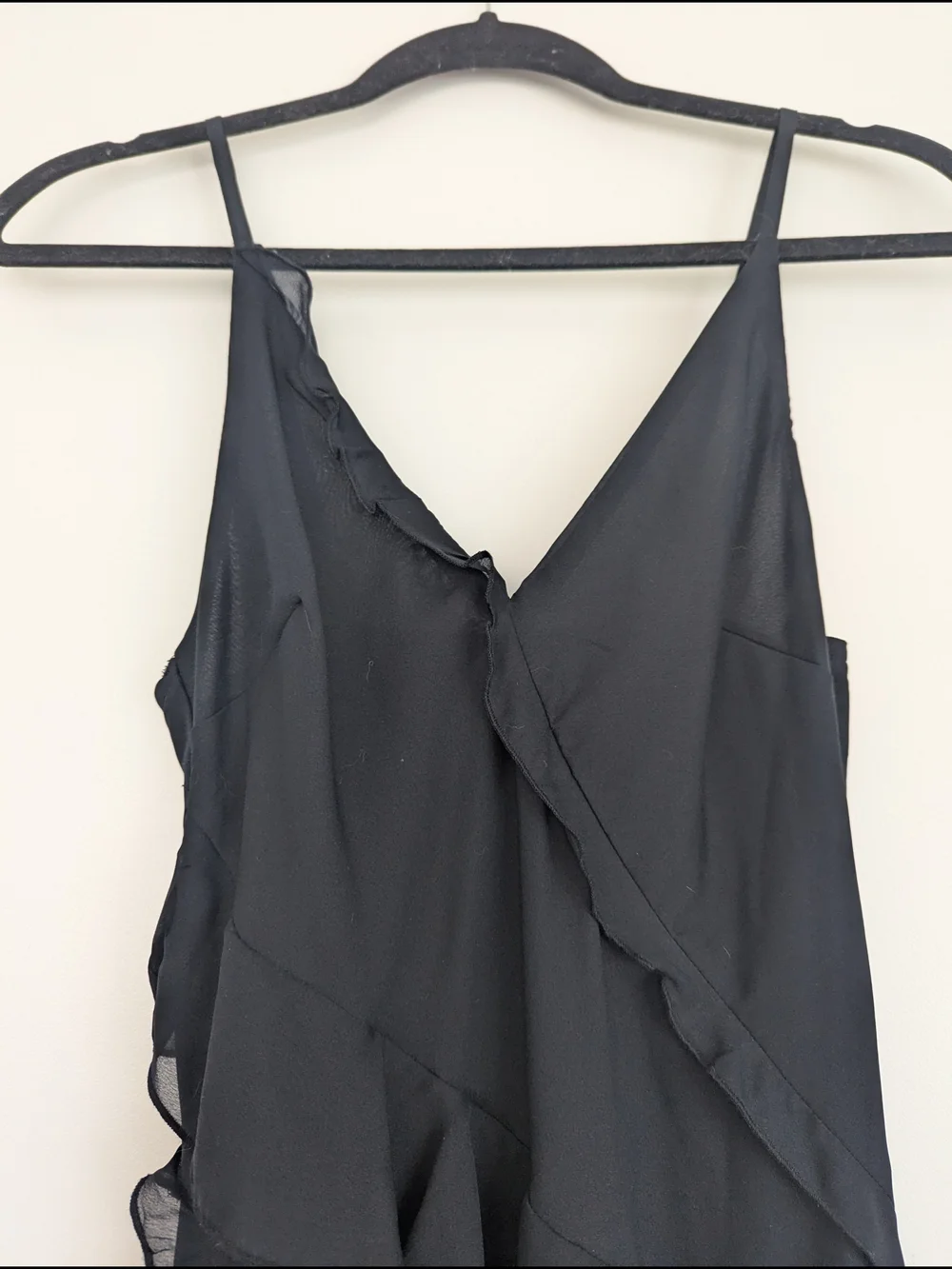 Abercrombie & Fitch Black Ruffle V-Neck Maxi Dress